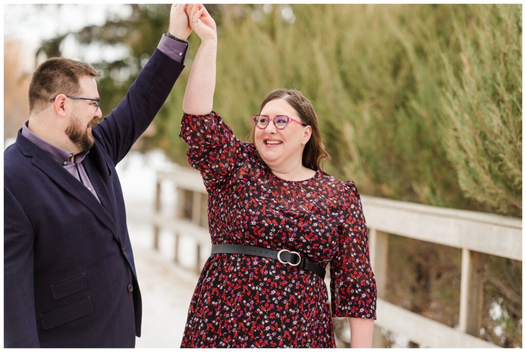 Lubomyra twirling with Paul in Wascana Park