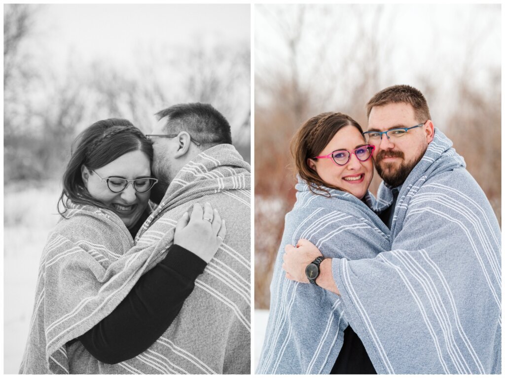 Engaged couple preparing for Ukrainian wedding in Regina