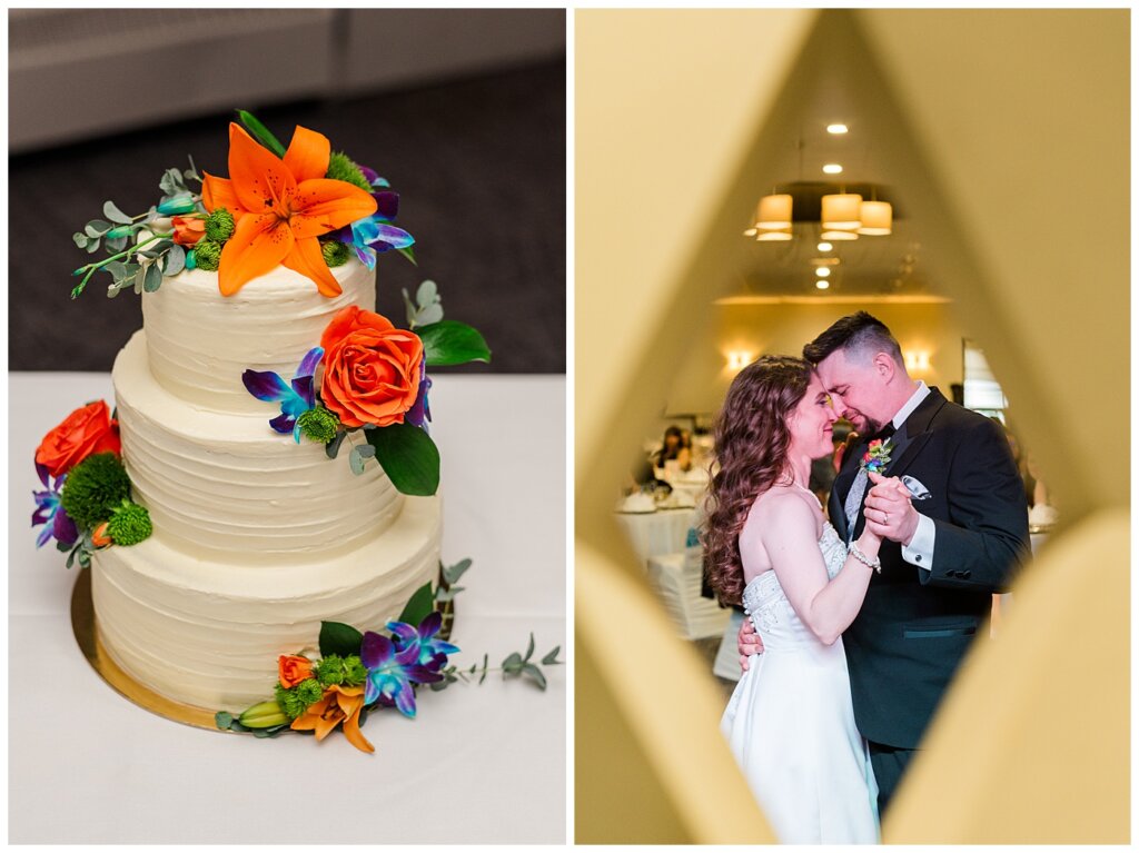 Matt & Ruth - 2022 Wedding - Queensbury Convention Centre - Regina Wedding - Wedding cake from Sinfully Sweet Cathedral Bakery
