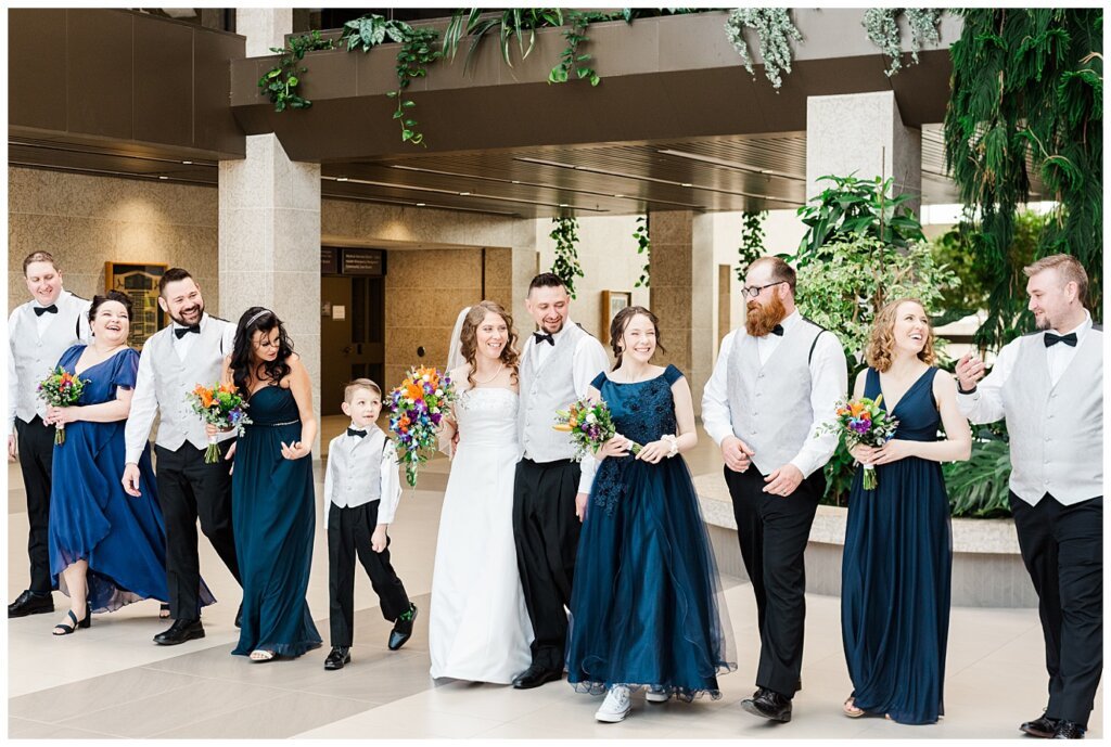 Matt & Ruth - 2022 Wedding - TC Douglas Building - Regina Wedding - Bridal Party Walking