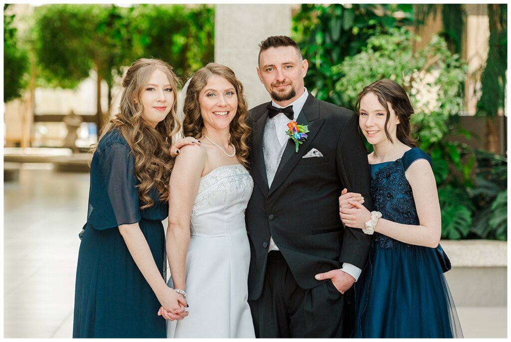 Matt & Ruth - 2022 Wedding - TC Douglas Building - Regina Wedding - Bride & Groom with daughters