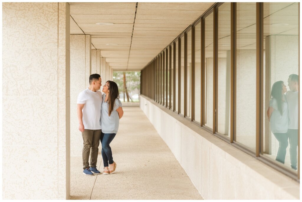 Walking down the corridor outside of Mackenzie Art Gallery