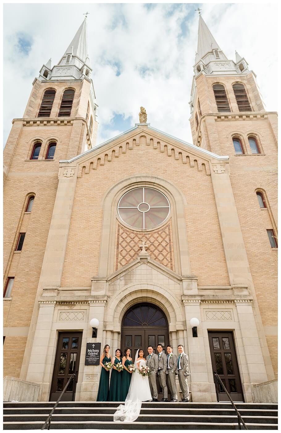 Sam & Benton - Holy Rosary Cathedral - 17 - Bridal Party outside cathedral