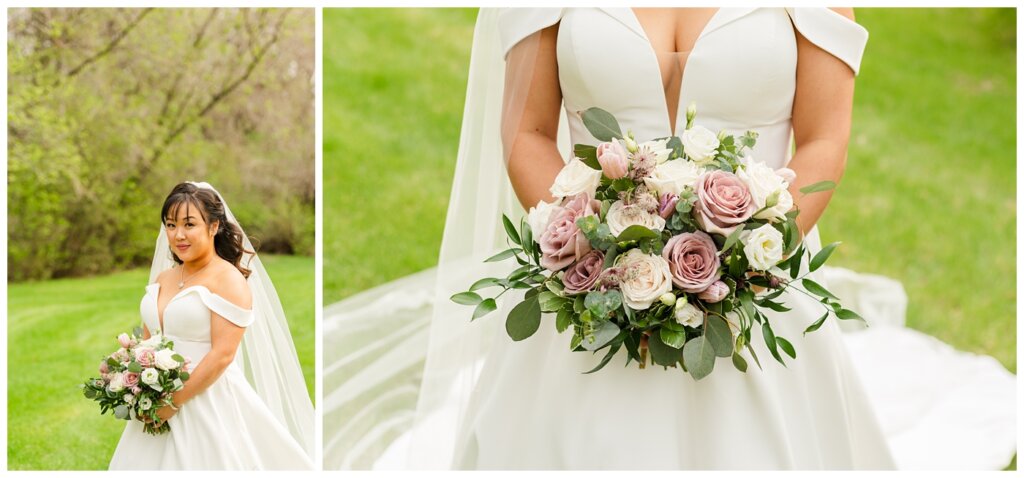 Sam & Benton - Wascana Park - 29 - Bride with flowers from Daisy & Bird Floral Design