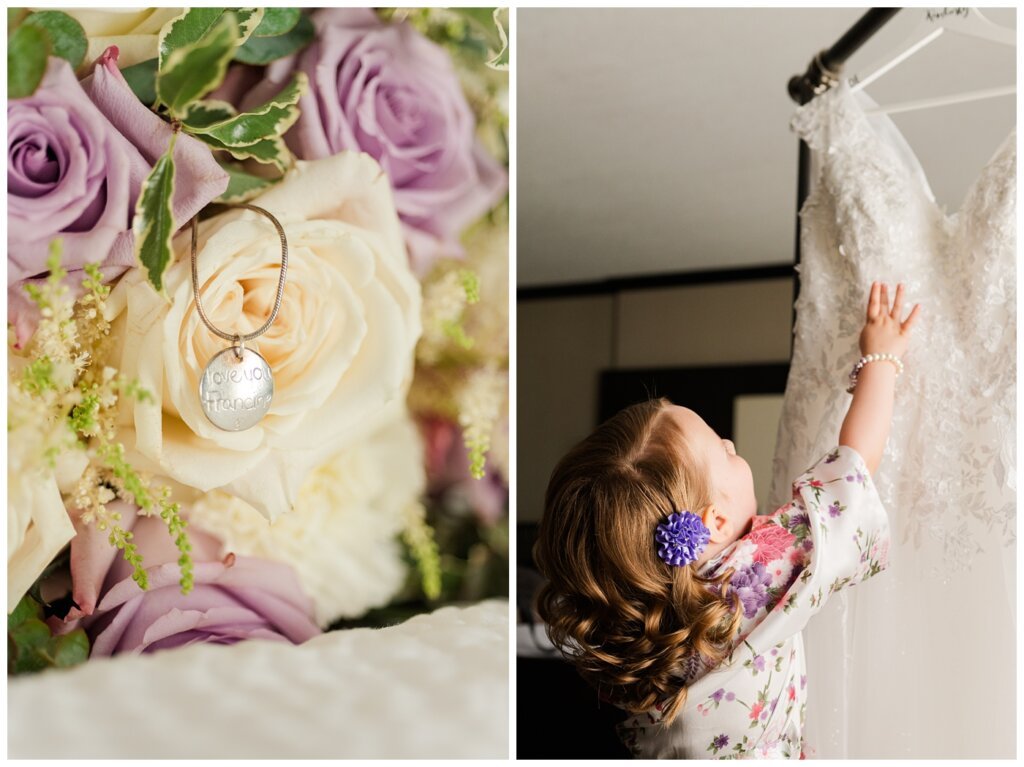 Trevor & Kim - The Atlas Hotel - 10 - Necklace attached to brides bouquet as tribute to her late sister