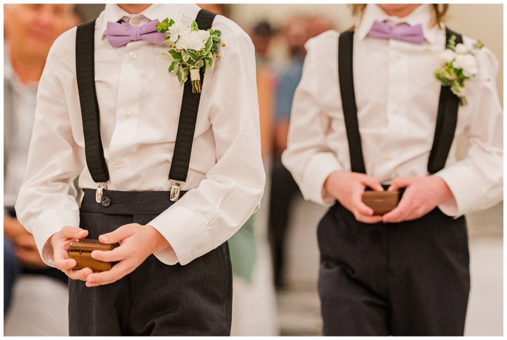 Trevor & Kim - The Atlas Hotel - 13 - Ring bearers carry in the rings in custom wood boxes