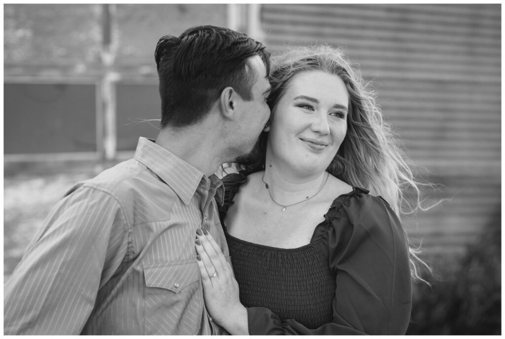 Orrin & Jade - 02 - Weyburn Engagement - Groom whispers in his brides ear