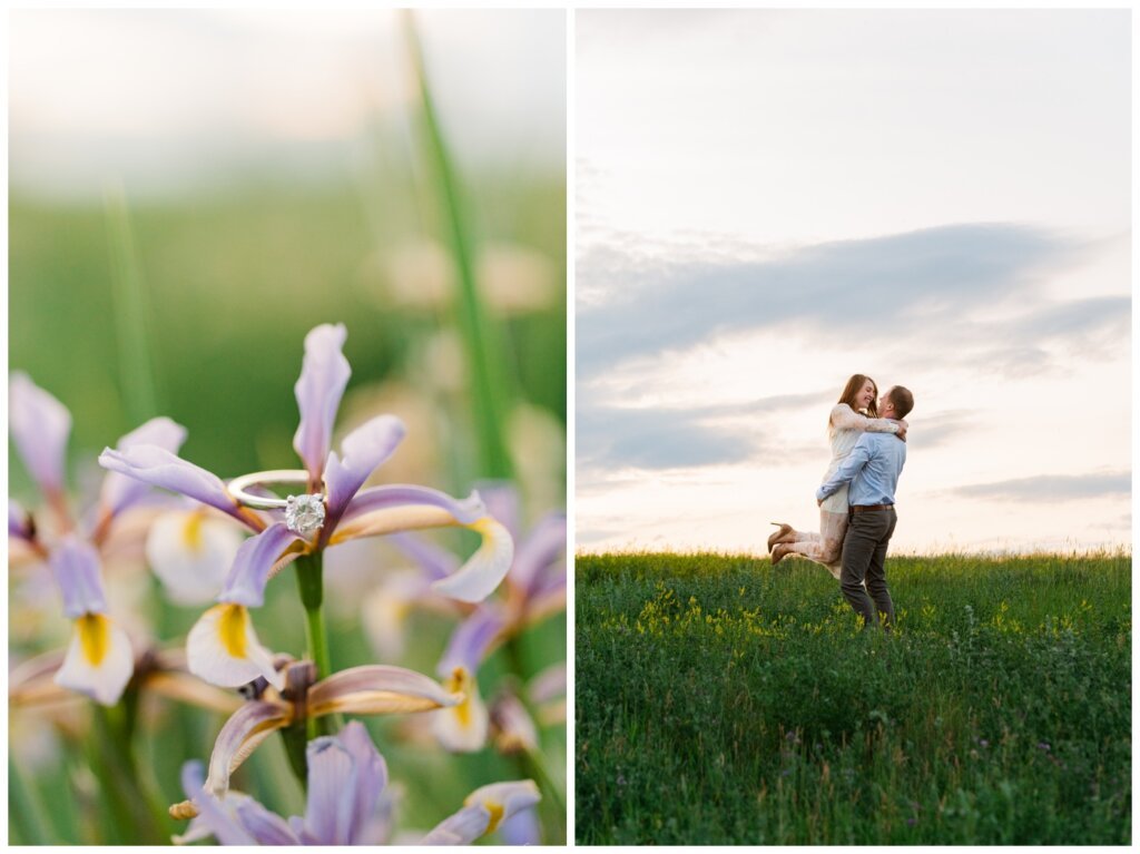 Ryan & Melissa - 15 - Wascana Habitat Conservation Area - Solitaire diamond on wild purple flower