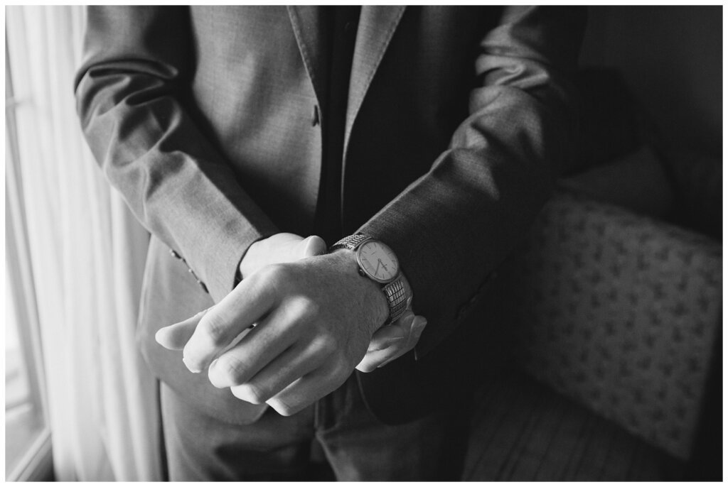 Andrew & Alisha - Regina Wedding Photography - 03 - Groom with his Grandfathers watch