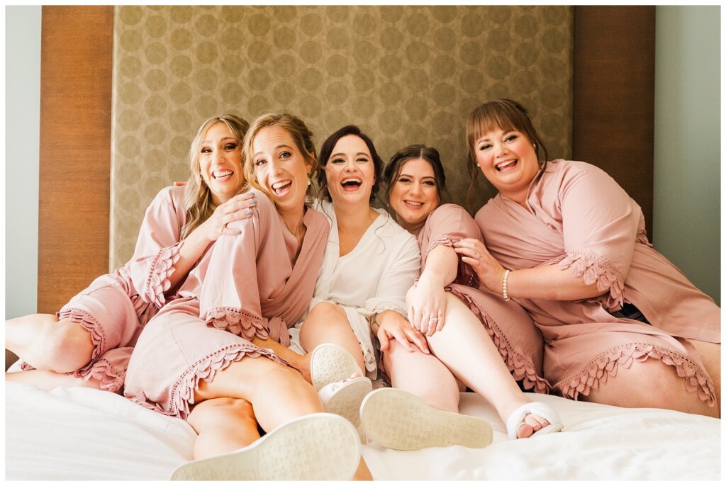 Andrew & Alisha - Regina Wedding Photography - 06 - Bride with bridesmaids in their robes