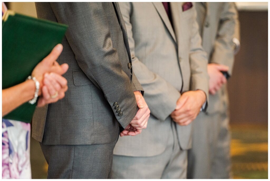 Andrew & Alisha - Regina Wedding Photography - 12 - Groom awaits his bride at the Doubletree by Hilton Regina 