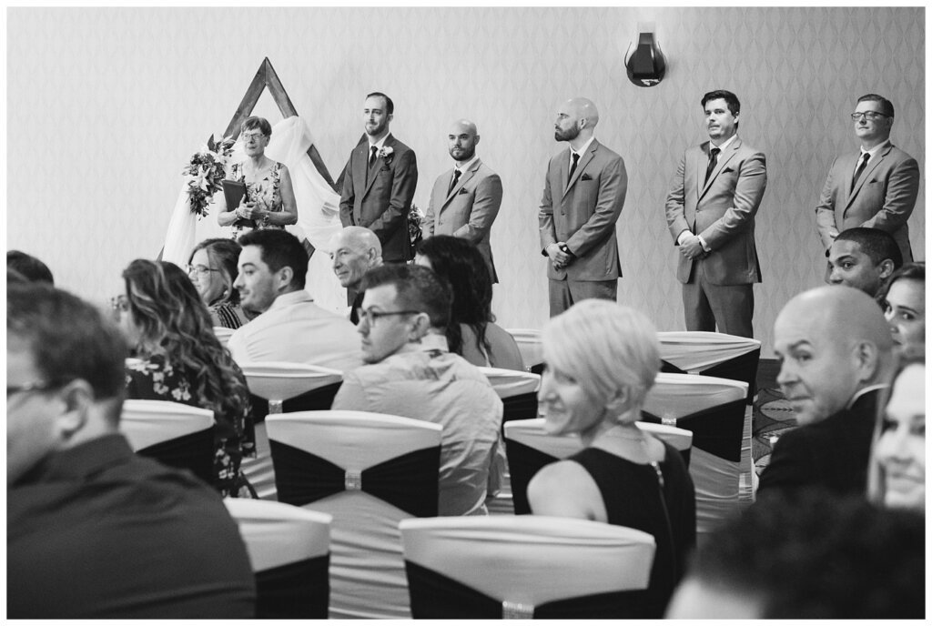 Andrew & Alisha - Regina Wedding Photography - 14 - Groom awaits the first look of his bride