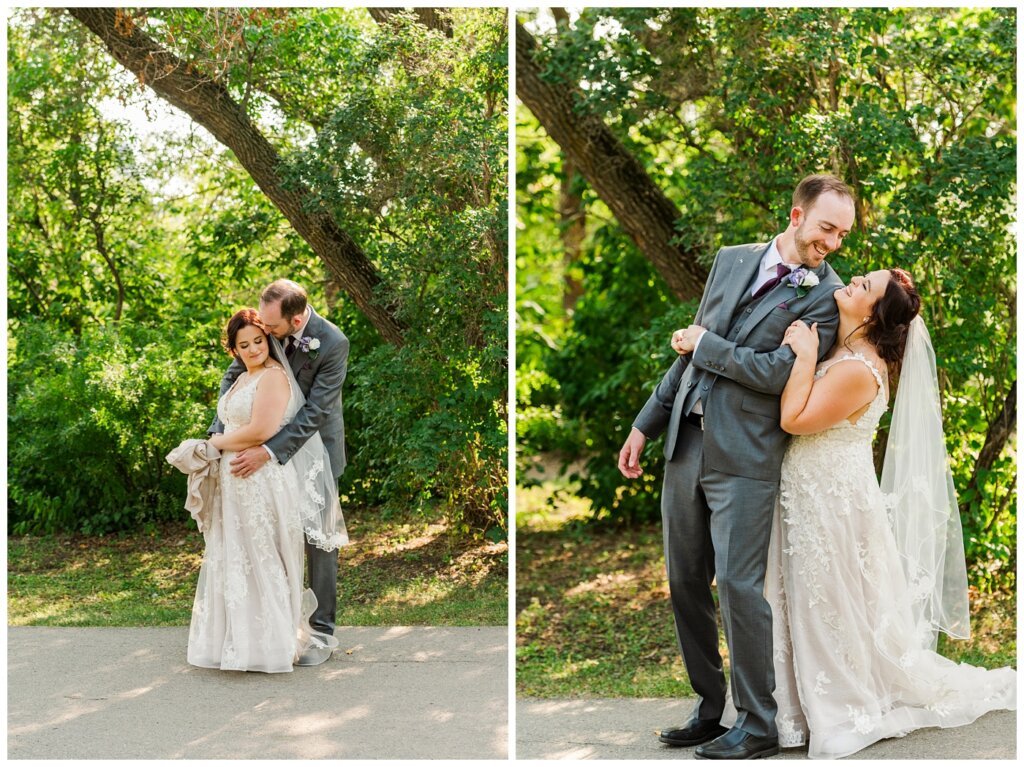 Andrew & Alisha - Regina Wedding Photography - 33 - Bride & Groom share an intimate moment in Wascana Park