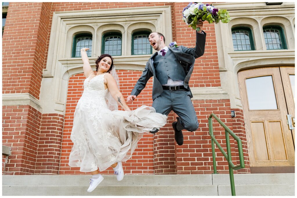 Andrew & Alisha - Regina Wedding Photography - 36 - Bride & Groom jump for joy