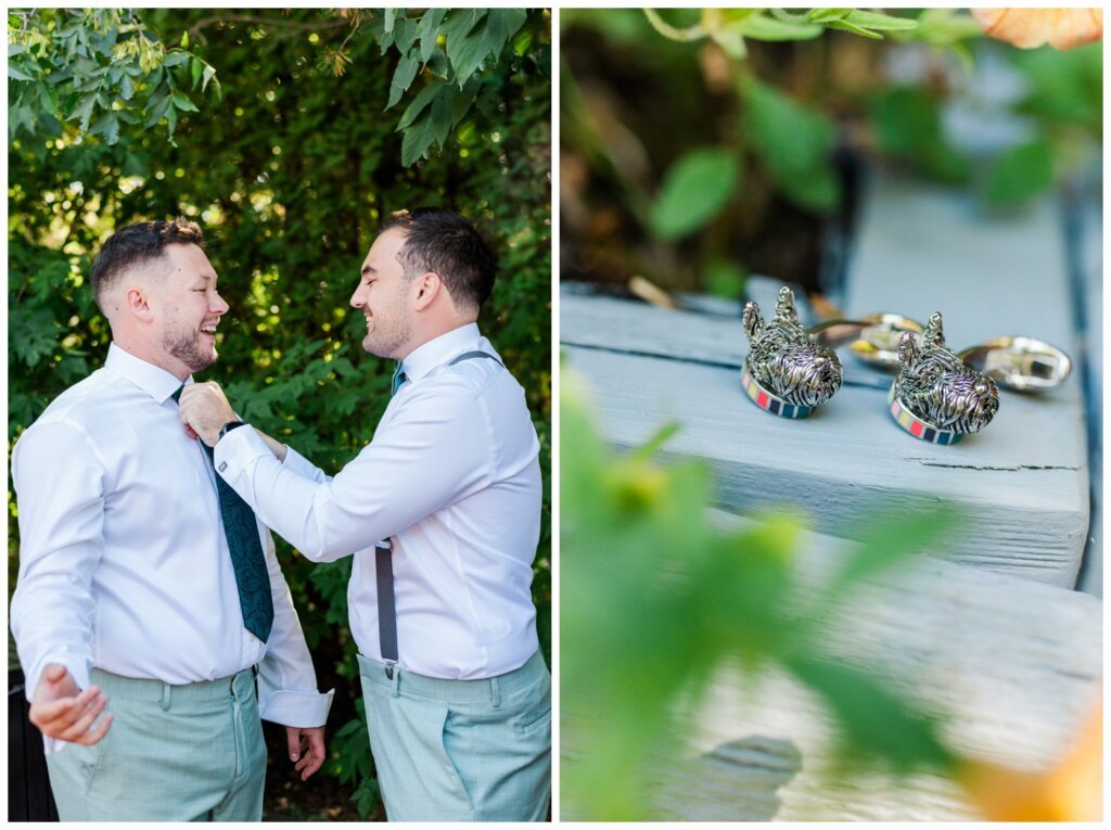 Declan & Katherine - 02 - Regina Wedding - Groom prep with Paul Smith cufflinks