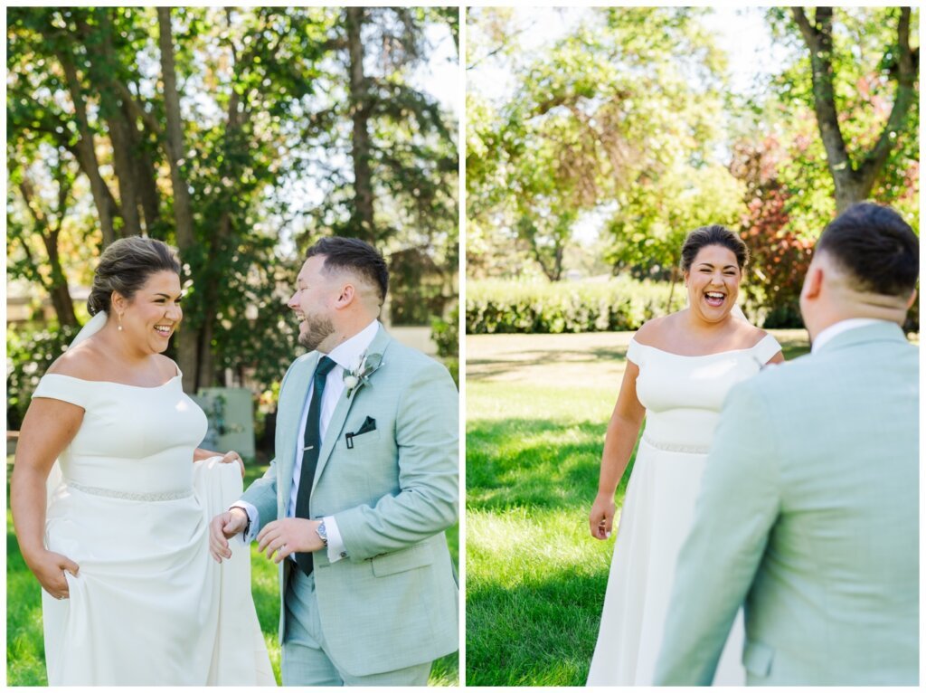 Declan & Katherine - 18 - Regina Wedding - Bride & groom see each other