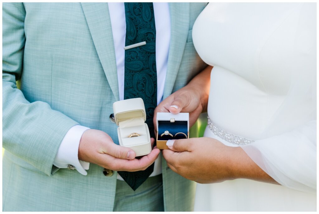 Declan & Katherine - 24 - Regina Wedding - Bride & groom with their wedding rings from Victoria Jewellers