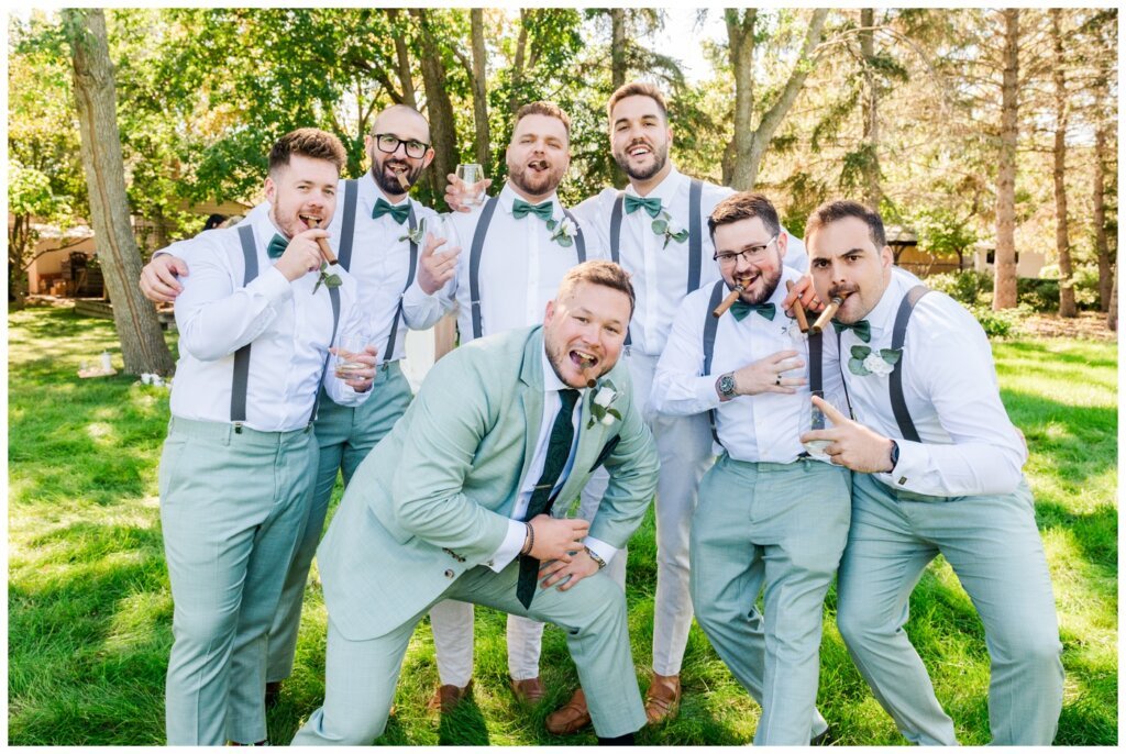 Declan & Katherine - 29 - Regina Wedding - Groom celebrates with his groomsmen