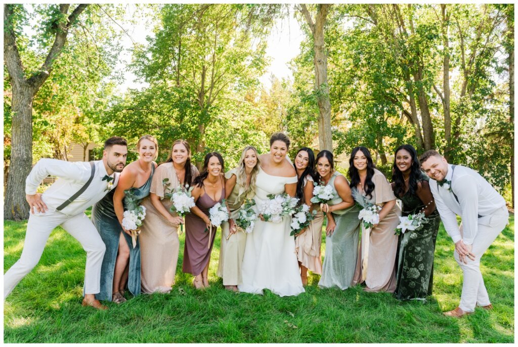 Declan & Katherine - 33 - Regina Wedding - Bride & her squad with the sorority lean