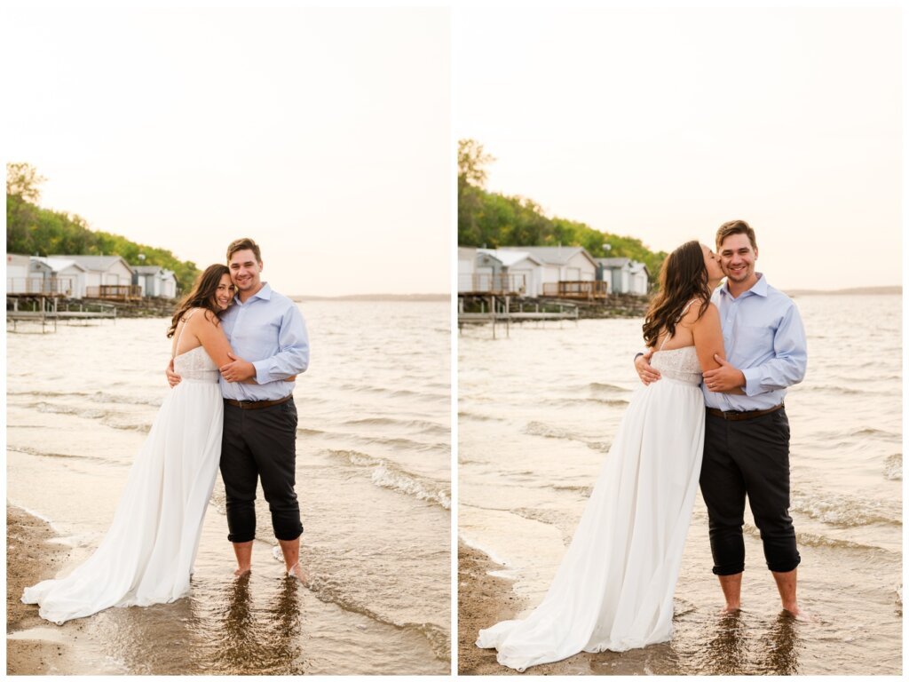 Tris & Jana - 05 - Regina Encore Session - Bride & Groom stand in the water