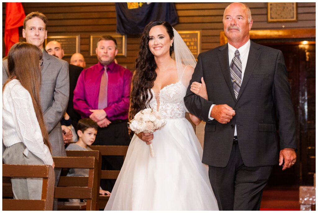 Adam & Caitlin - 14 - Regina Wedding - Bride walks down the aisle with her father