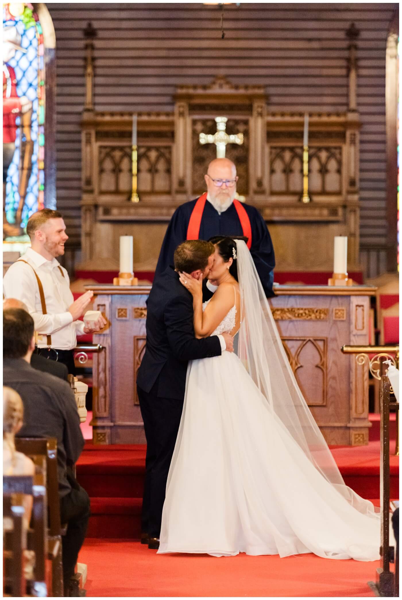 Adam & Caitlin - 16 - Regina Wedding - First kiss in the RCMP Regina Chapel