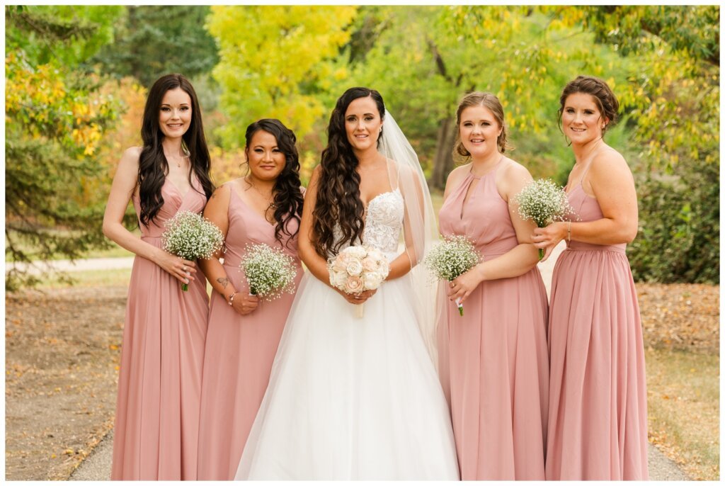 Adam & Caitlin - 19 - Regina Wedding - Bridesmaids in blush pink chiffon dresses