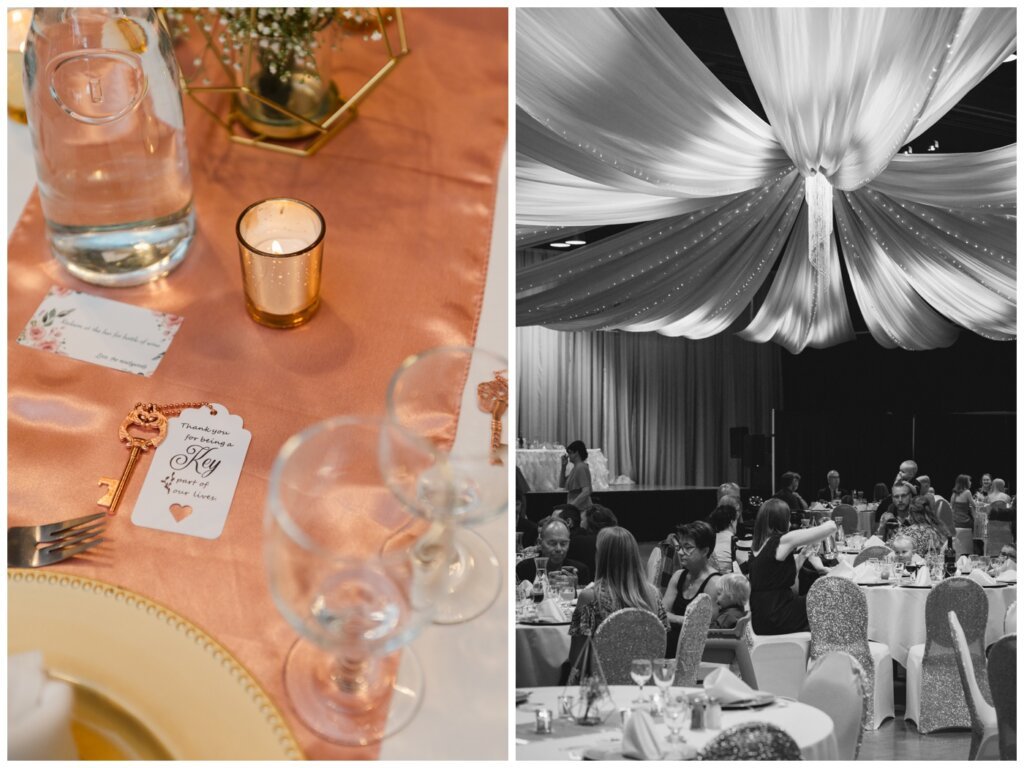 Adam & Caitlin - 35 - Regina Wedding - Reception decor at the Turvey Centre Regina