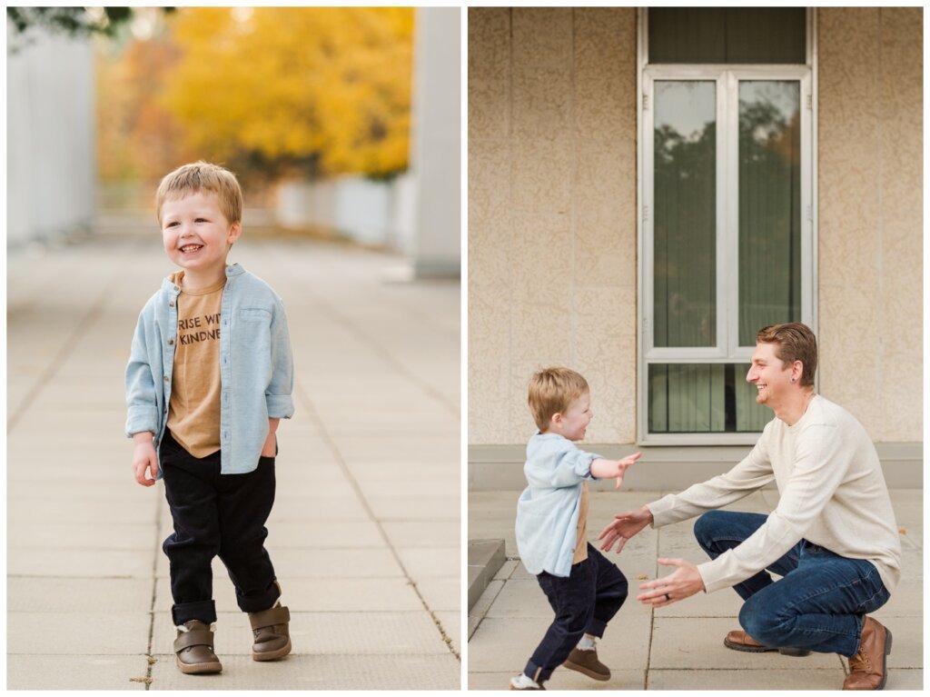 McFie Family - 01 - Regina Family Session Little boy stands with his hand in his pants pocket