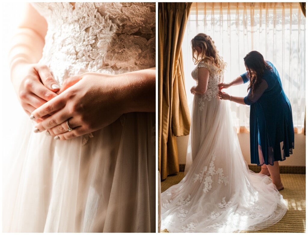 Orrin & Jade - 09 - Weyburn Wedding - Bride waits patiently with her hands folded