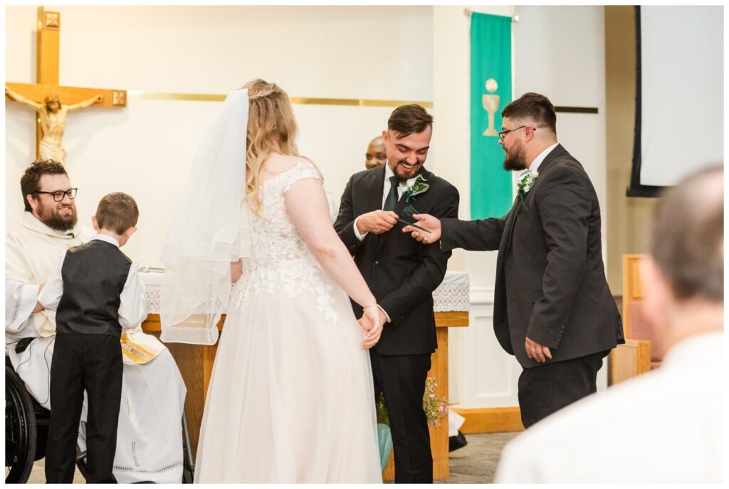 Orrin & Jade - 13 - Weyburn Wedding - Best man brings up pocket knife