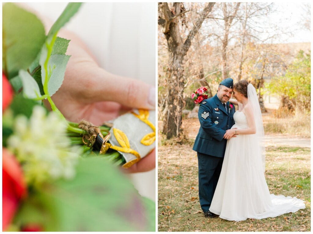 Shawn Jennifer - 16 - Moose Jaw Wedding Black onyx ring on the brides bouquet