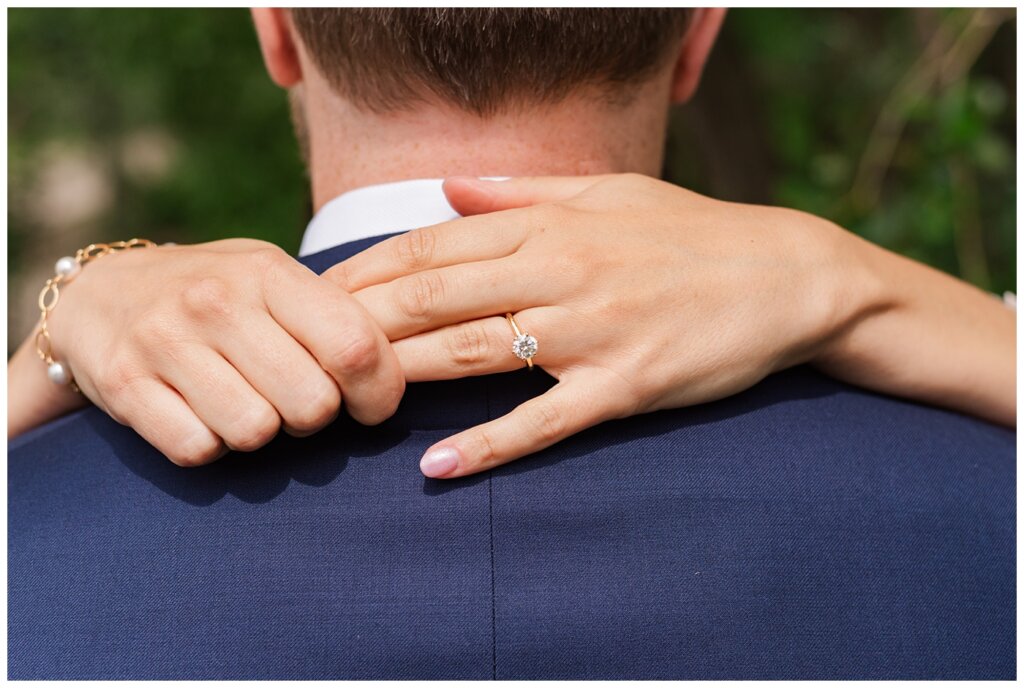 Bill & Lindsay Wedding - 12 - Close-up of bride's engagement ring