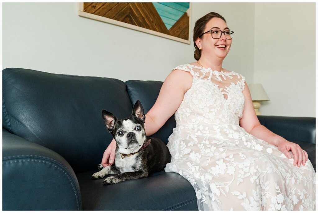 Jared & Haley - 10 - Bride sitting with dog Gracie