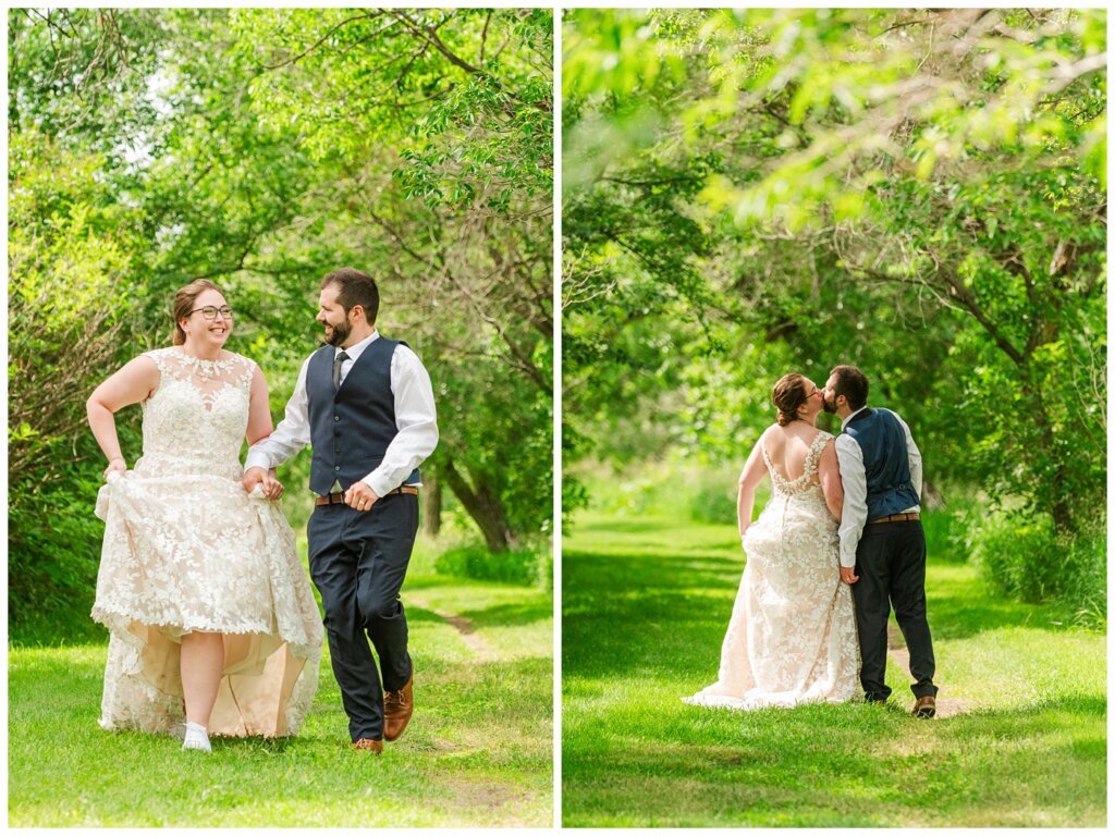 Jared & Haley - 22 - Bride & Groom running in Les Sherman Park