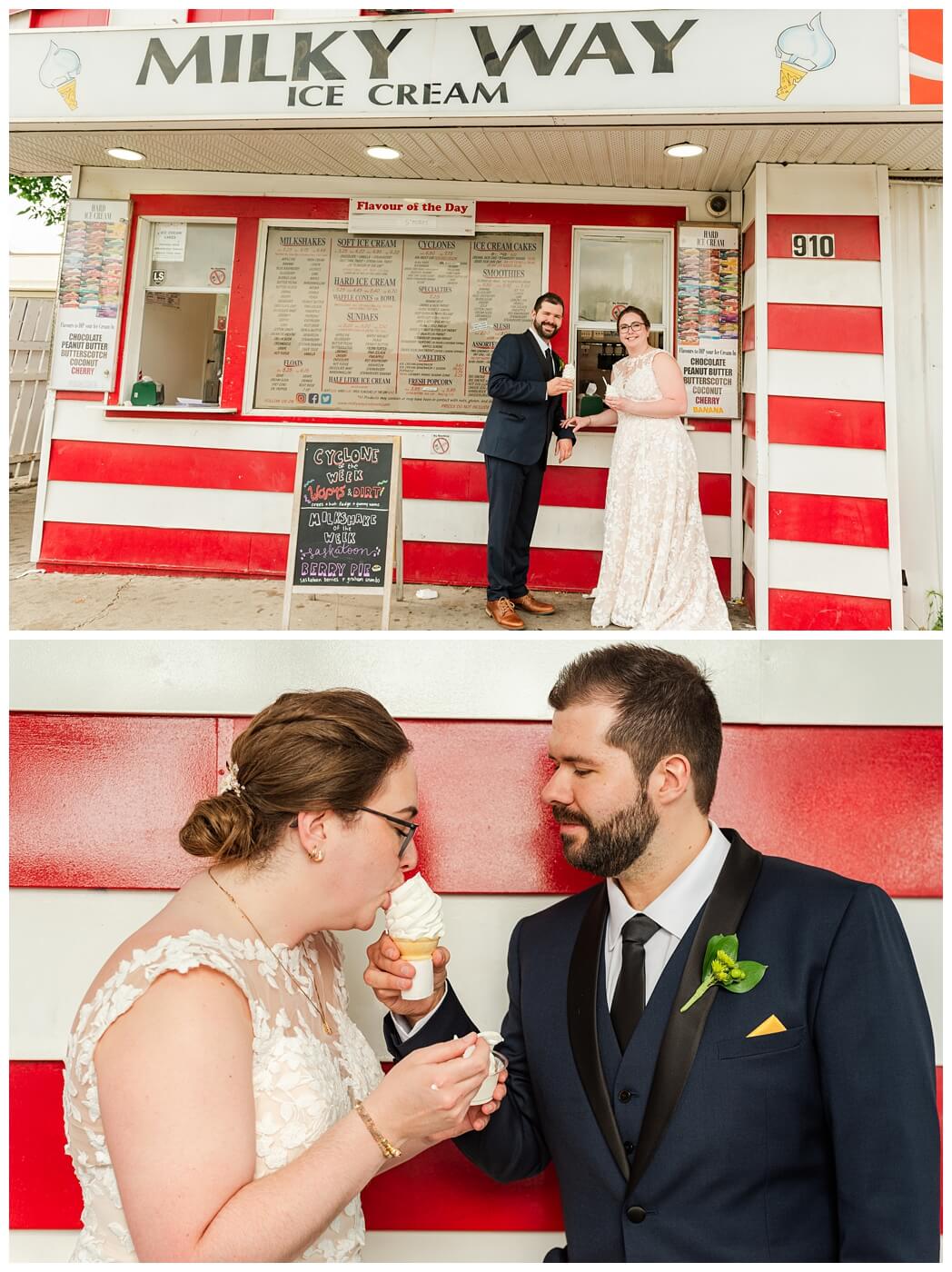 Jared & Haley - 28 - Bride & Groom stop at Milky Way for Ice Cream