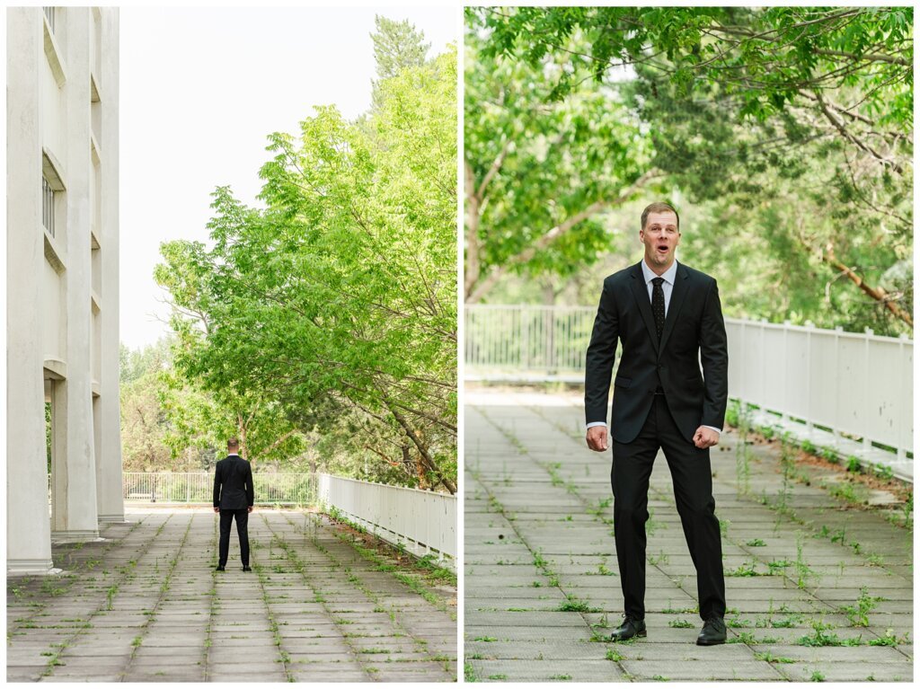 Ryan & Melissa - Hotel Sask Wedding - 06 - First Look at University of Regina