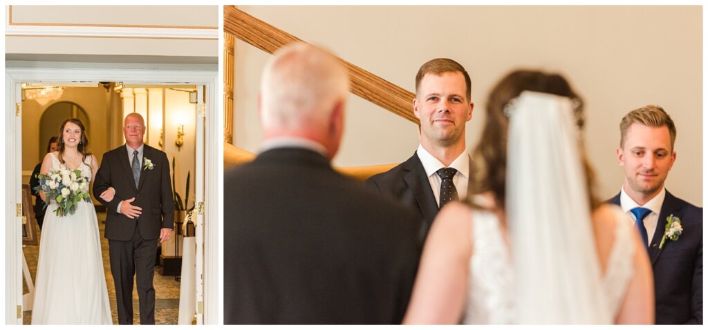 Ryan & Melissa - Hotel Sask Wedding - 14 - Bride processional into Saskatchewan Room