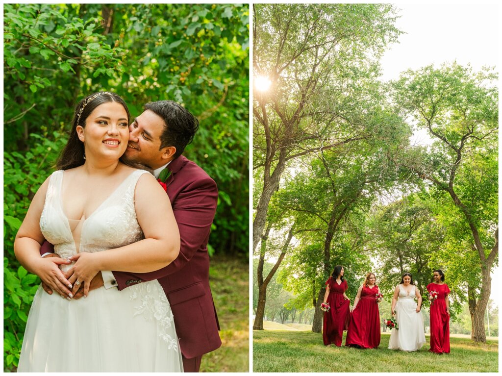 Luis & Keila - Summer wedding 2023 - Les Sherman Park - 16 - Bridesmaids in their red dresses