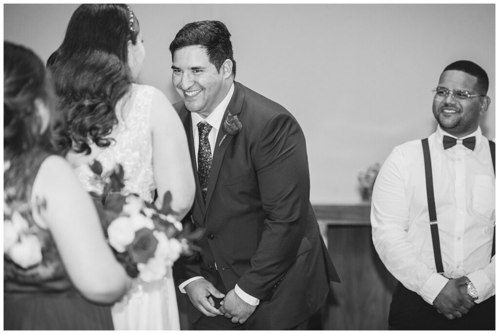 Luis & Keila - Summer wedding 2023 - Seventh Day Adventist Church - 04 - Groom reacts to his Brides vows