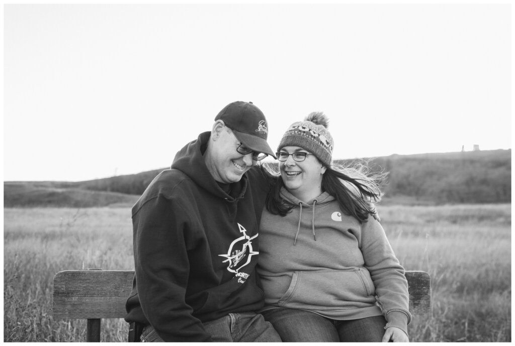 Sheldon & Amy - Wascana Trails - 06 - Couple sits on a bench together