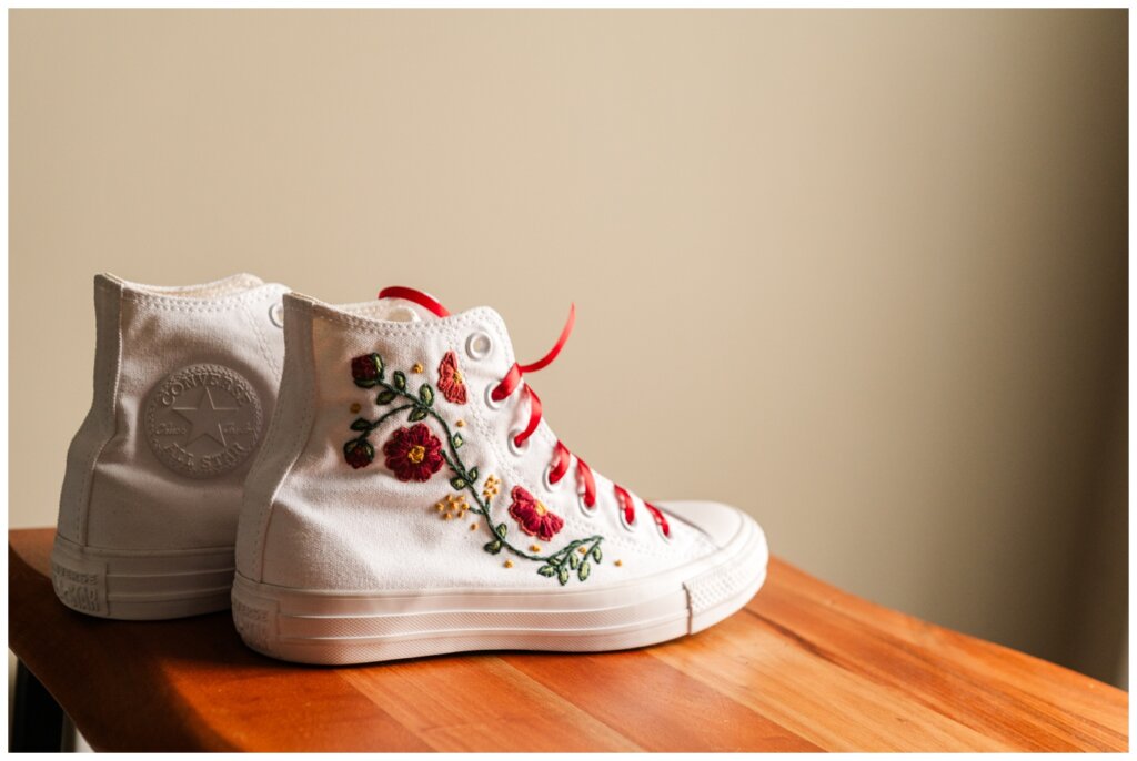 Kenneth & Marrick - Regina Winter Wedding - 005 - Custom embroidered Converse sneakers