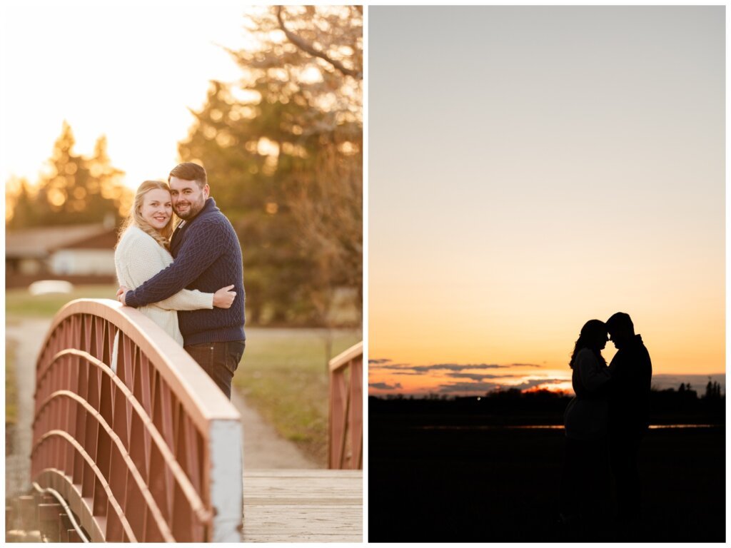Darcy & Maddie - Regina Engagement - AE Wilson Park - 010 - Couple silhouette at sunset