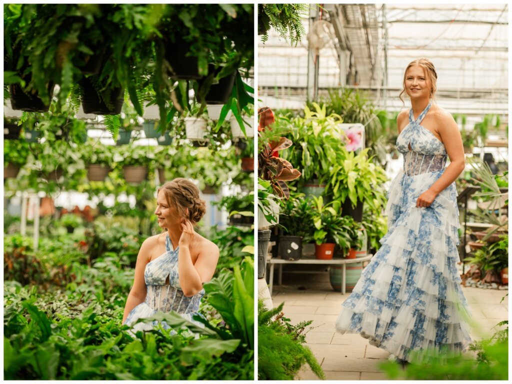 Isabelle Grad 2025 - Dutch Growers Regina - 004 - Grad in blue and white ruffle gown