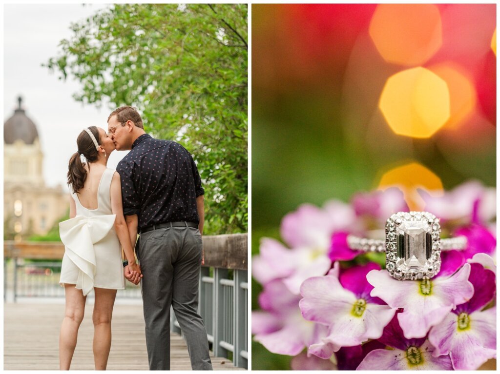 Skylar & Michaela- Regina Engagement - Wascana Park - 010 - Beautiful diamond halo ring from Victoria Jewellers