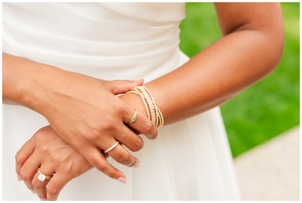 Derek & Danica - Regina Summer Wedding - 006 - Brides gold jewellery