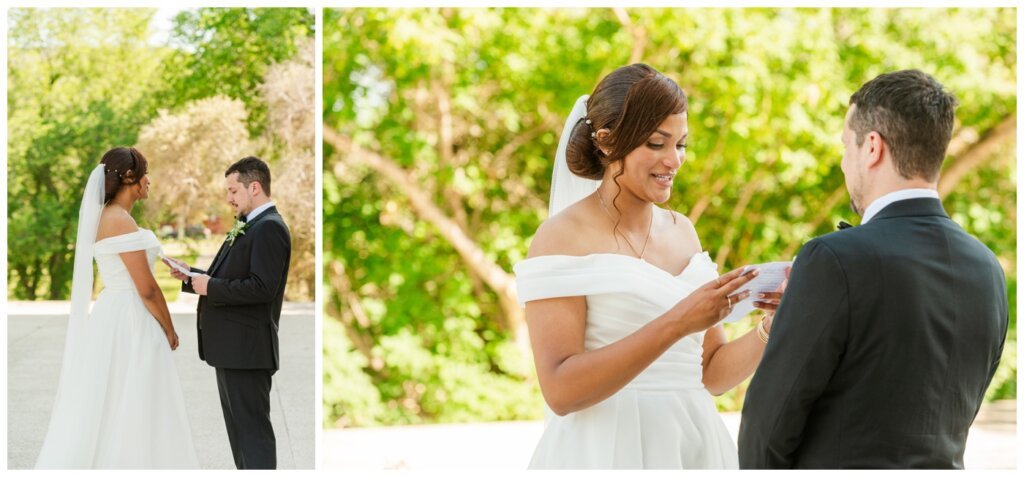 Derek & Danica - Regina Summer Wedding - 017 - Bride & Groom exchange personal vows
