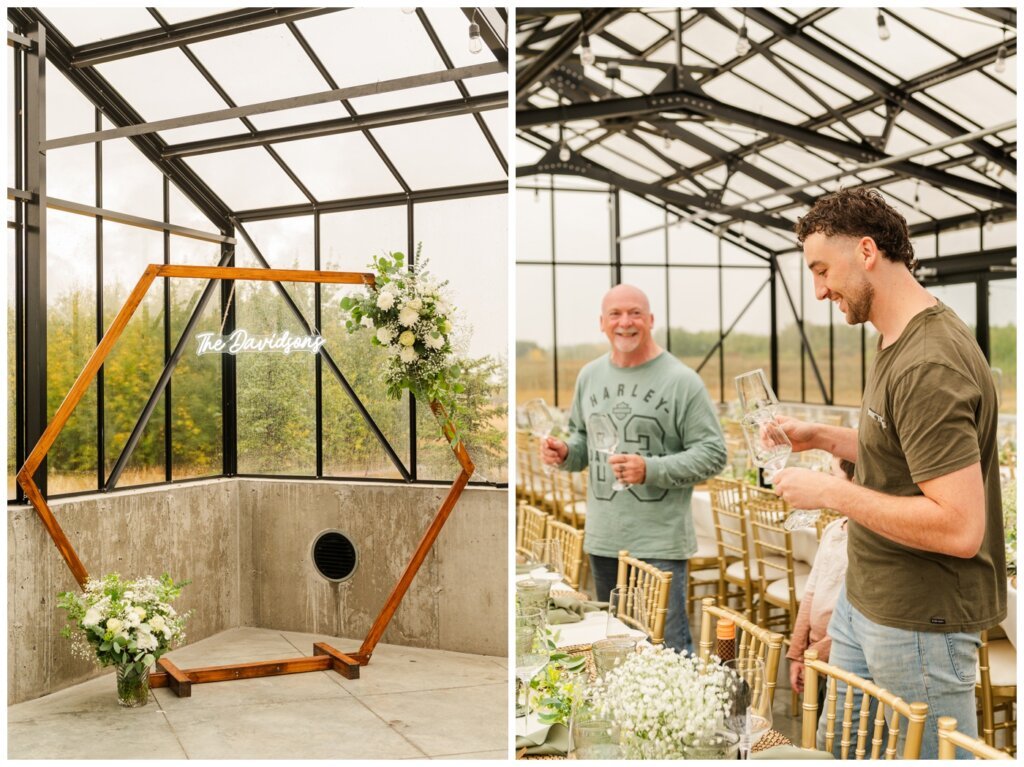 Blayde & Hanna - Regina Wedding Photographer - 002 - Groom setting up reception space