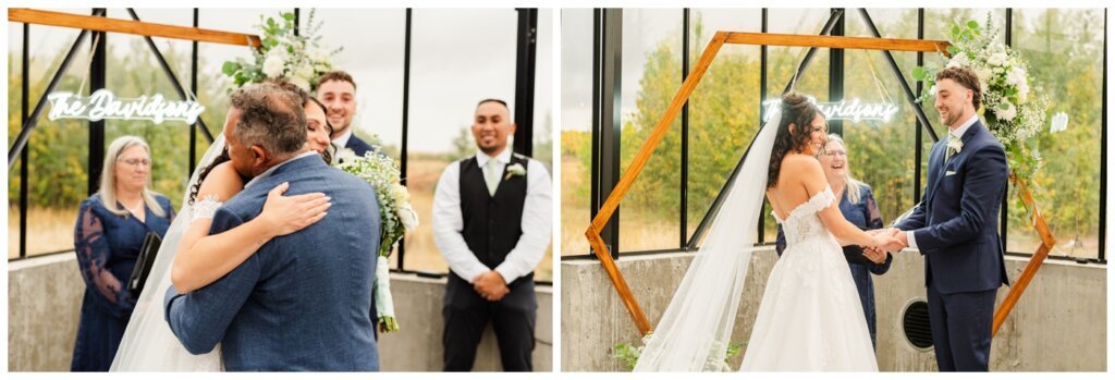 Blayde & Hanna - Regina Wedding Photographer - 014 - Bride and Groom ceremony at The Station