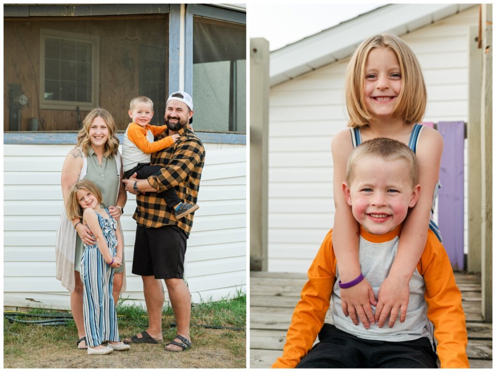 Eyre Family - Regina Family Photography - 001 - Kids on backyard swingset